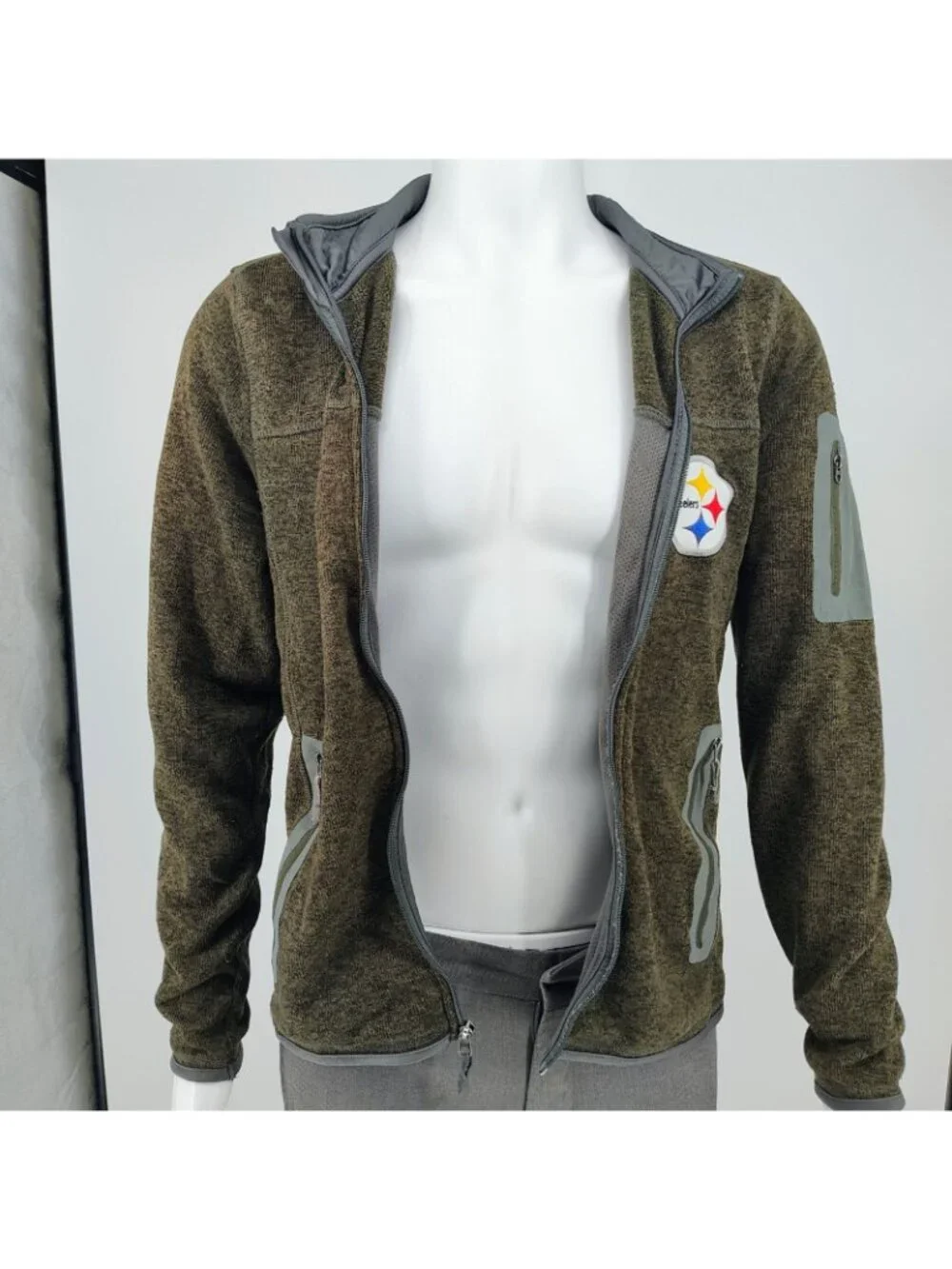 NFL G-III Apparel NFL Pittsburgh Steelers Full-Zip Brown Fleece Jacket (Small)
